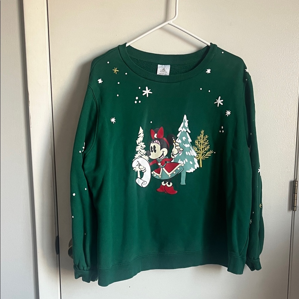 Disney’s Minnie Mouse Holiday Sweatshirt with snowflake details